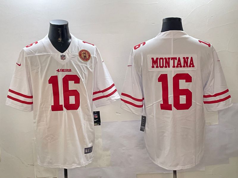Men San Francisco 49ers #16 Montana White Second generation 2024 Nike Limited NFL Jersey style 01084->san francisco 49ers->NFL Jersey